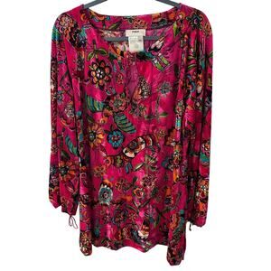 Fuzzi Jean Paul Gaultier Tropical Colorful Floral Velvet Burnout Dress, 12 (44)